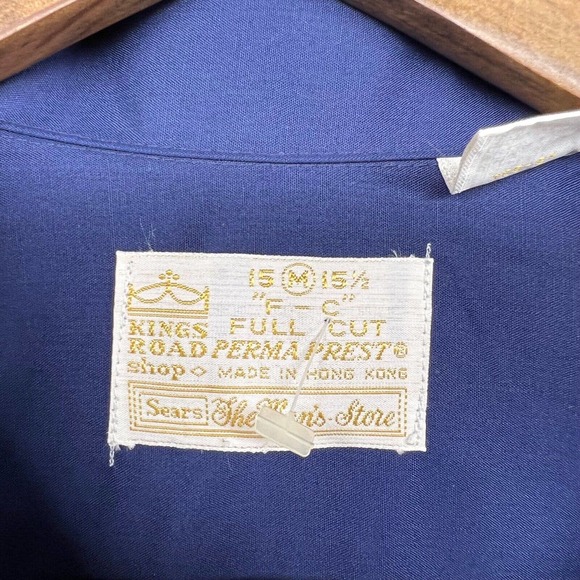 Vintage Sears Kings Road Shirt Mens Medium Blue Full Cut Perma Prest 70s 80s NOS - Picture 6 of 10